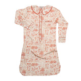 French Pink Toile Silk Nightshirt